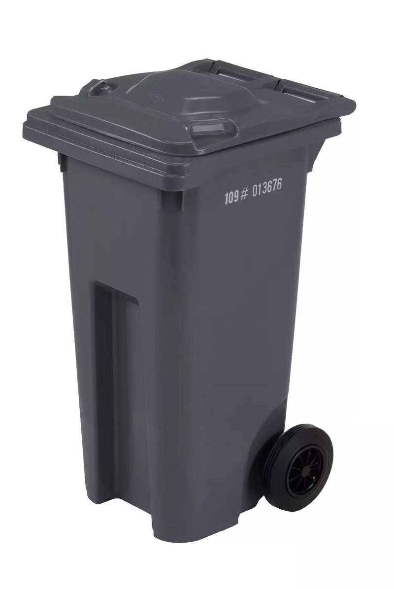 Mastercart Plastic Rectangular Wheeled Garbage Can, Black, 120-L C6035