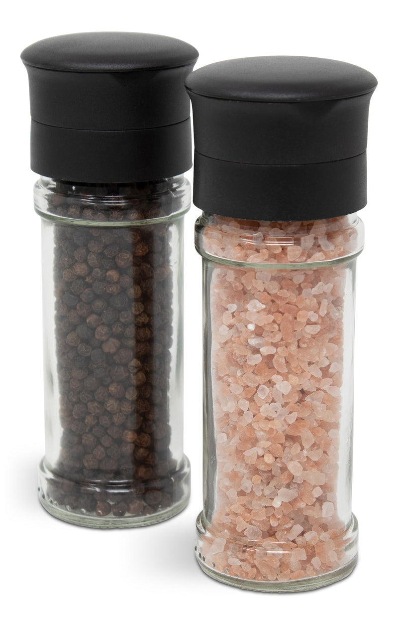 Glass Salt & Pepper Grinder Mill Set, Pre-Filled, 5.2-in, 2-pc W450