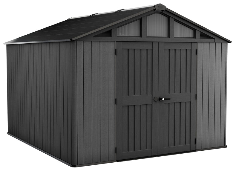 Apex Resin 2-Door Outdoor Storage Shed with Full Length Skylight, Grey, 10-ft x 11.5-ft F60
