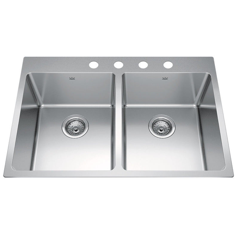 Brookmore Drop In Double Bowl 4-Hole Kitchen Sink, 30.8-in x 20.9-in x 9-in, Stainless Steel I3985