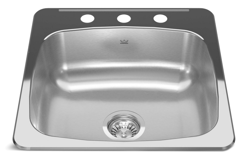Drop In Single Bowl 3-Hole Kitchen Sink, 20.13-in x 20.56-in, Stainless Steel Y9417