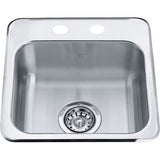 Drop In Single Bowl 2-Hole Hospitality Sink, 15.13-in x 15.44-in x 6-in, Stainless Steel