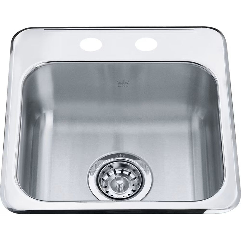Drop In Single Bowl 2-Hole Hospitality Sink, 15.13-in x 15.44-in x 6-in, Stainless Steel P8095