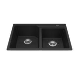 Urban Drop In Granite Double Bowl Kitchen Sink, 30.69-in x 19.69-in x 8.63-in, Onyx