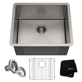 Standard PRO Undermount Stainless Steel Single Bowl Kitchen Sink, 21x18x10-in