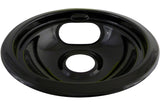 Laser 62244 Porcelain Stove Drip Pan with Trim Ring, Dishwasher Safe, Black, 8-in
