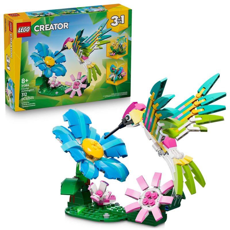 Creator 3-in-1 Wild Animals: Colourful Hummingbird Toy Building Set - 31384, 312-pcs, Ages 8+ T7480