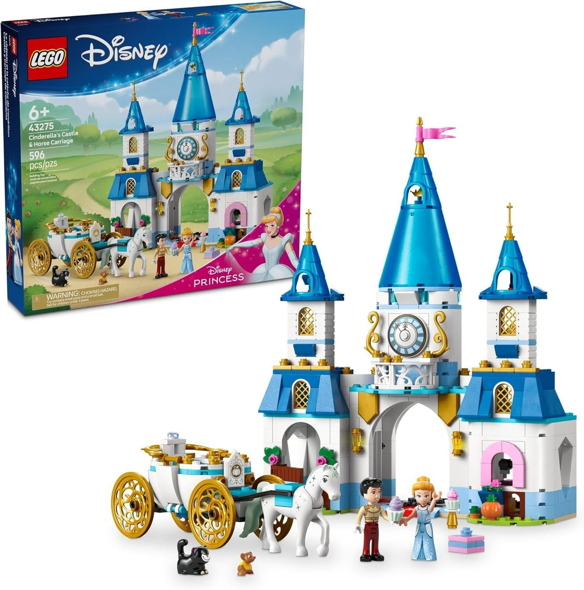 Cinderella's Castle & Horse Carriage - 43275, 596-pcs, Ages 6+