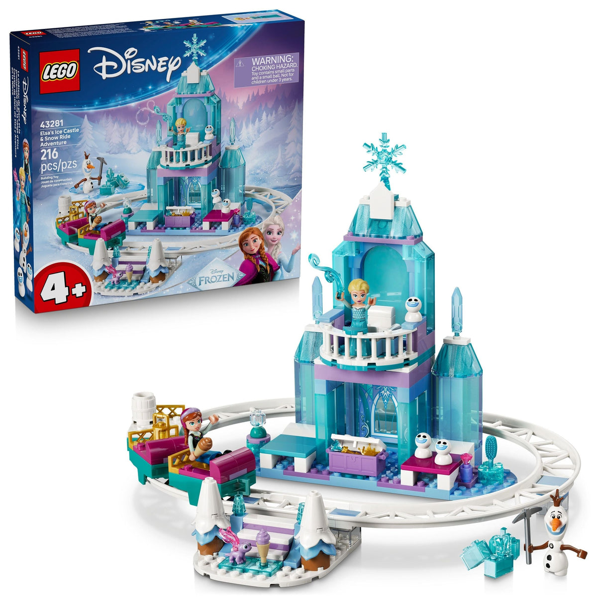 Frozen Elsa's Ice Castle & Snow Ride Adventure Building Set - 43281, 216-pcs, Ages 4+