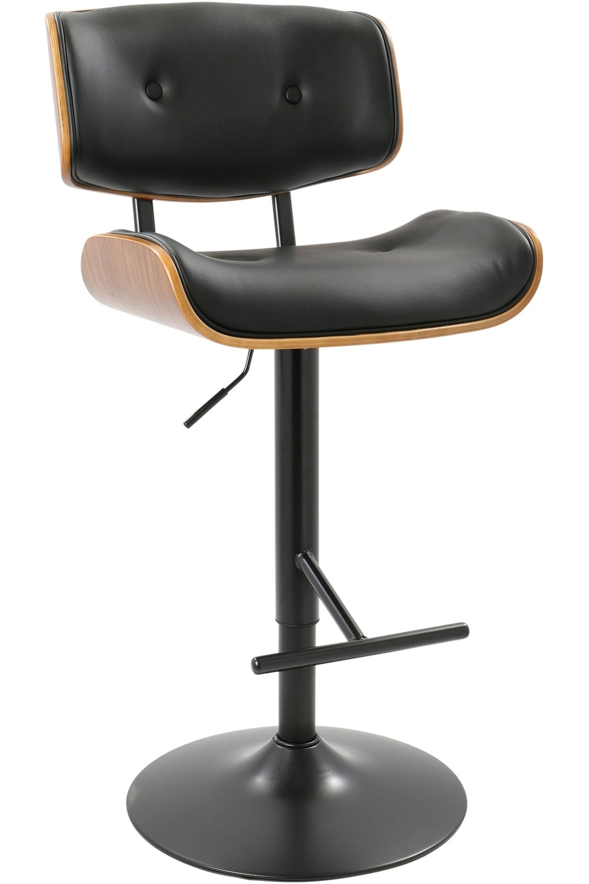 Lombardi PU Leather Swivel Counter/Bar Stool Adjustable Height, Walnut/Black