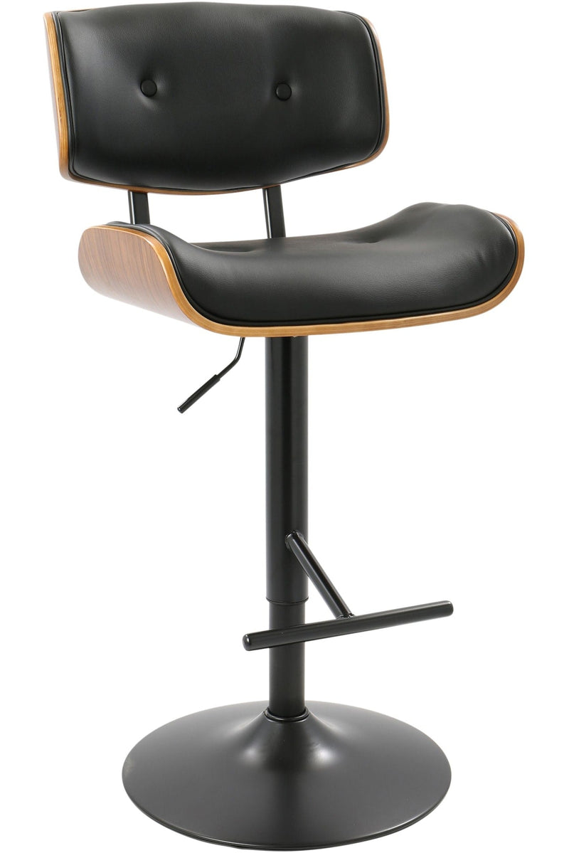 Lombardi PU Leather Swivel Counter/Bar Stool Adjustable Height, Walnut/Black W3261