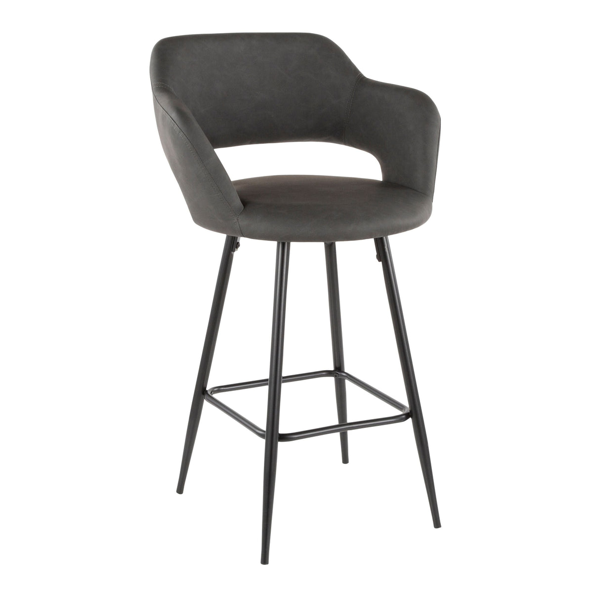 Margarite Fixed-Height Counter Stool, Black, 25-in, 2-pc