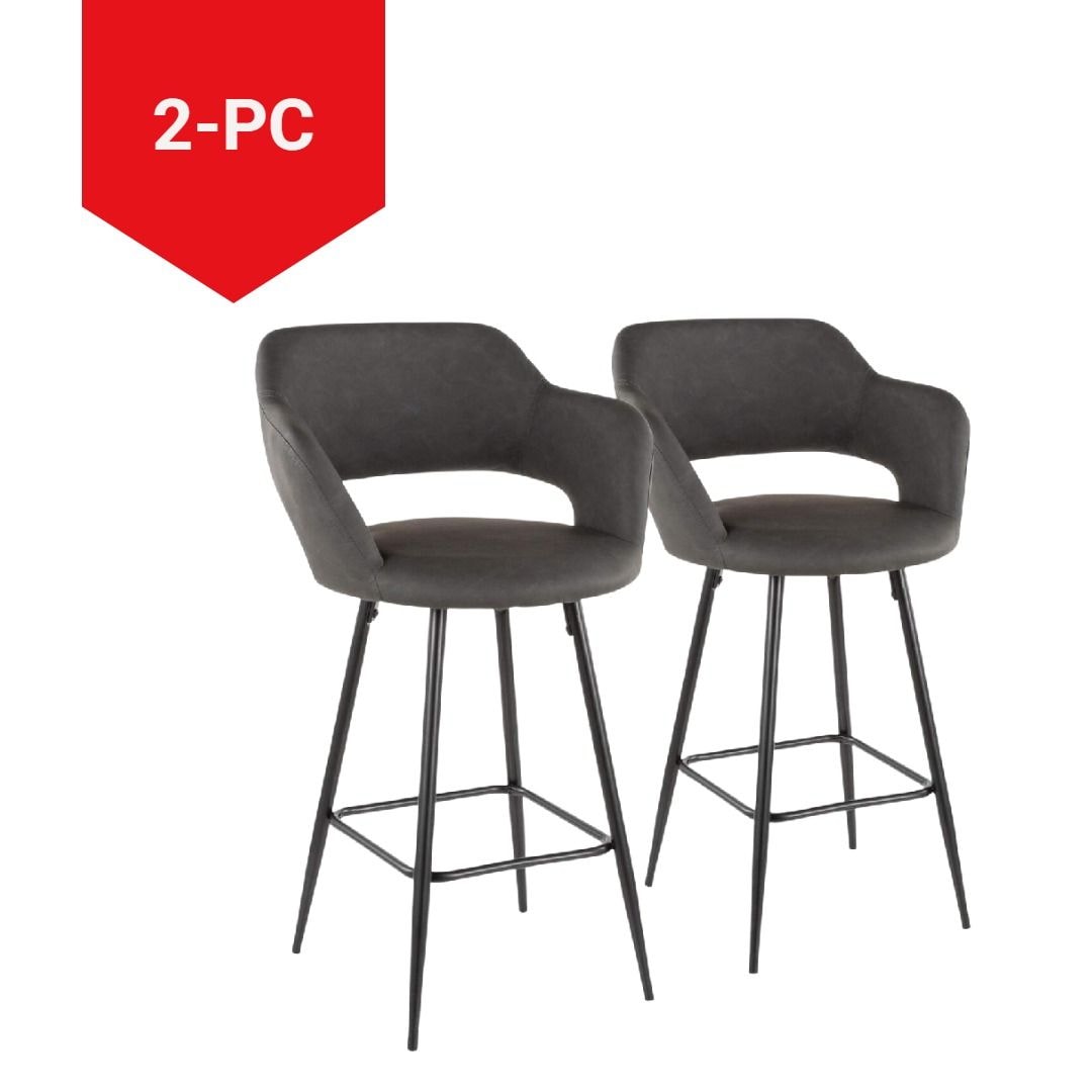 Margarite Fixed-Height Counter Stool, Black, 25-in, 2-pc