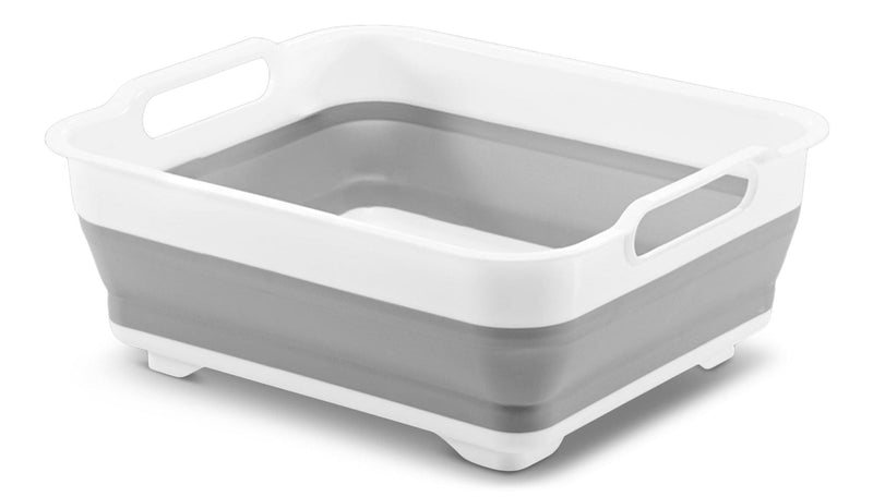 Madesmart Collapsible Folding Plastic Kitchen Wash Basin/Dish Pan, Grey Q9136