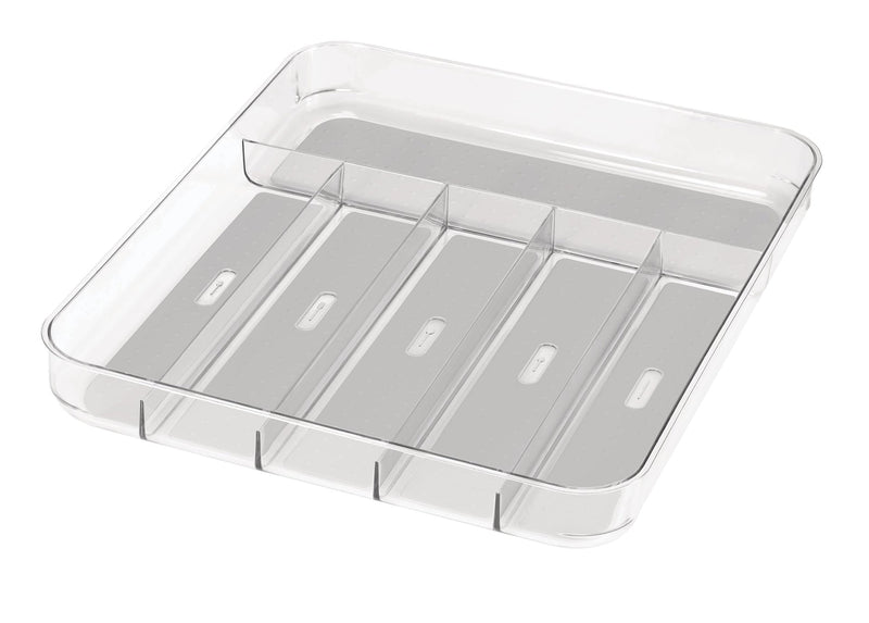 Madesmart Large 6-Compartment Cutlery & Kitchen Utensil Drawer Organizer Tray/Holder, Clear D4548