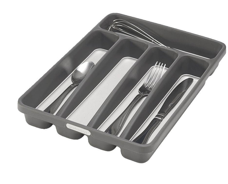 Madesmart Mini 5-Compartment Cutlery & Kitchen Utensil Drawer Organizer Tray/Holder, Grey A4178