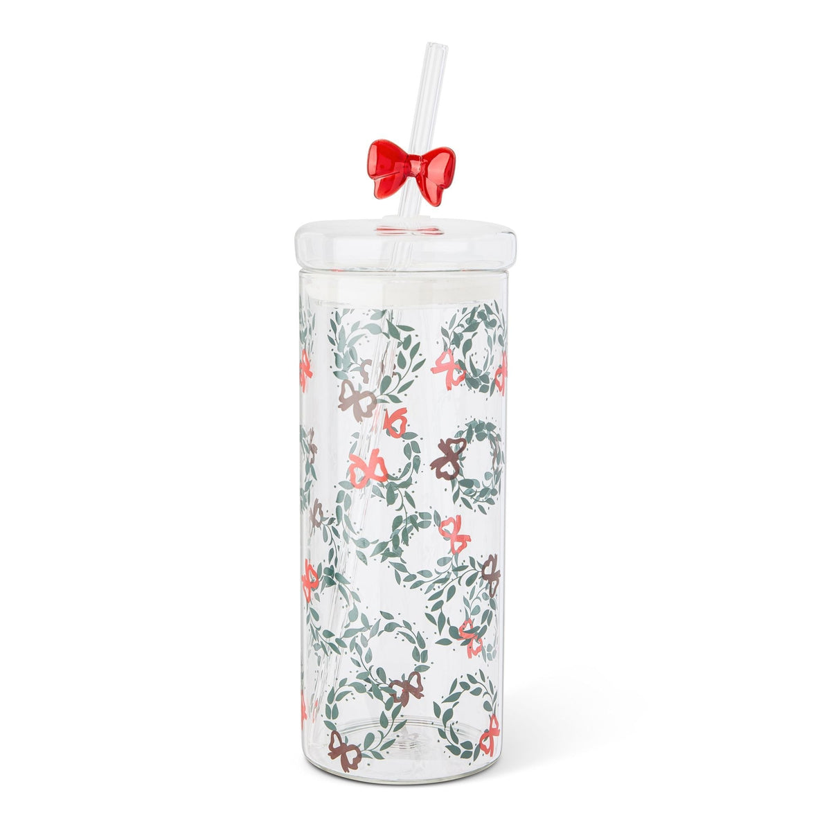 Manna 22-oz Printed Glass Tumbler with Bow Charm Straw