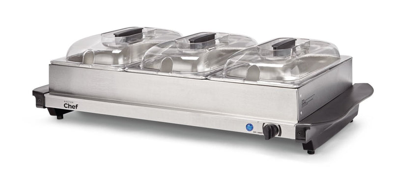 3-Tier Buffet Server/Food Warmer with Warming Tray, Stainless Steel, 300W O2990