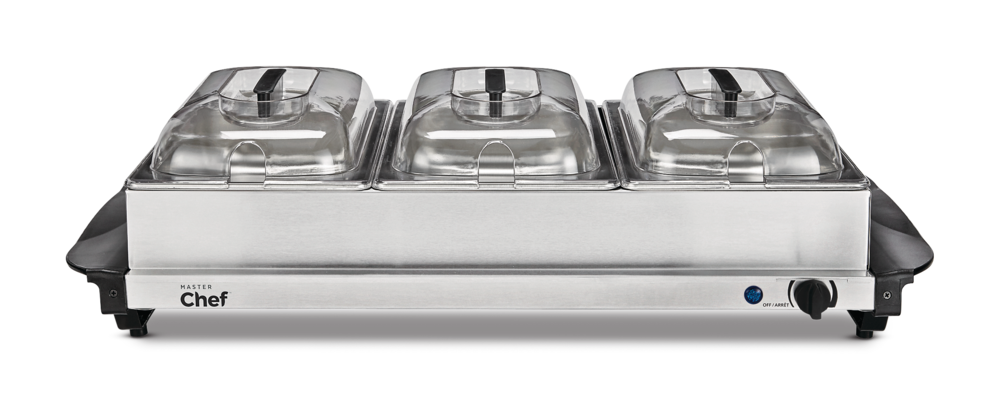 3-Tier Buffet Server/Food Warmer with Warming Tray, Stainless Steel, 300W