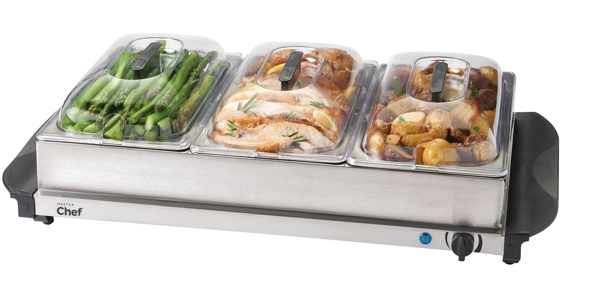 3-Tier Buffet Server/Food Warmer with Warming Tray, Stainless Steel, 300W