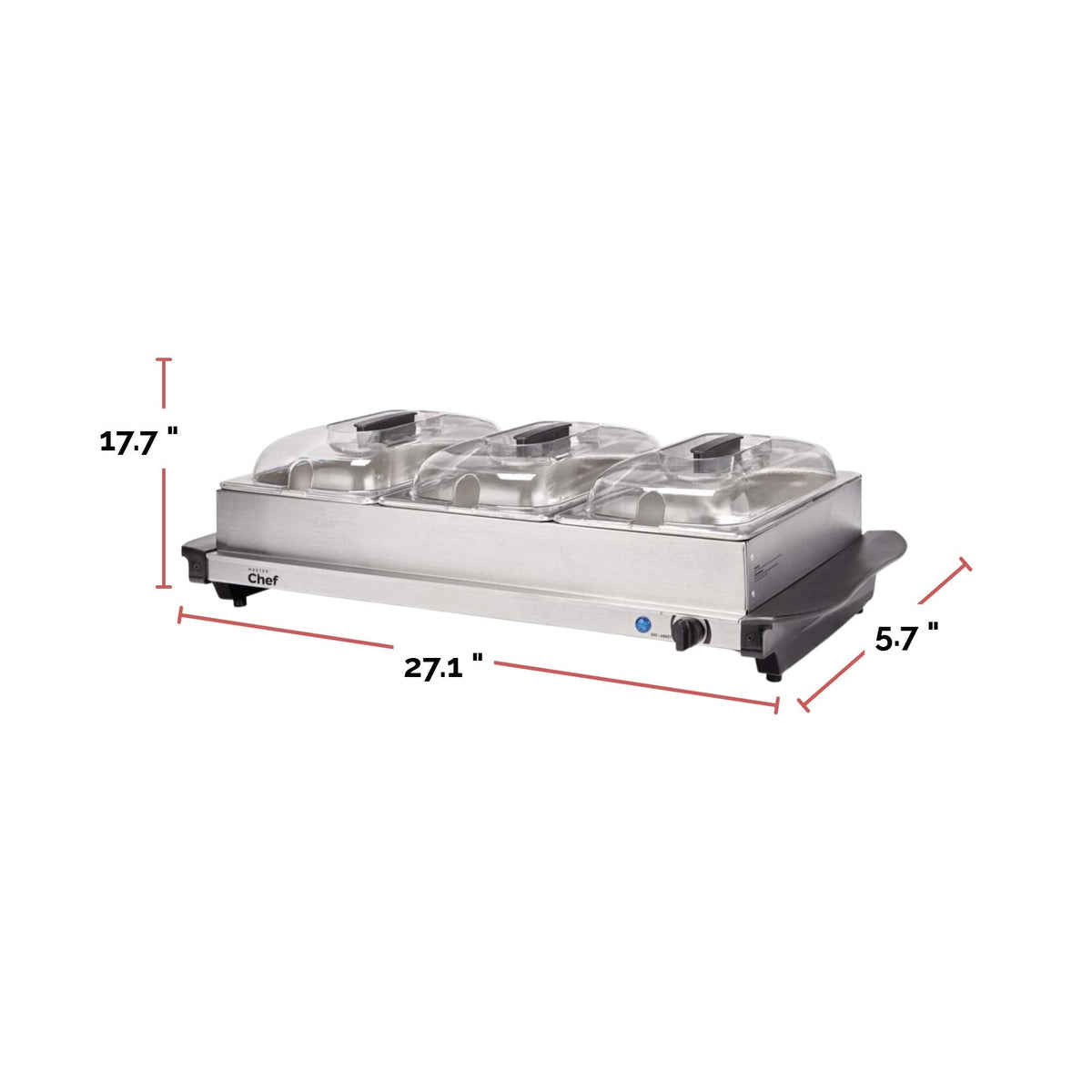 3-Tier Buffet Server/Food Warmer with Warming Tray, Stainless Steel, 300W