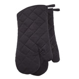 Cotton Oven Mitt Set, Black, with Hanging Loops, 2-pc, Machine Washable