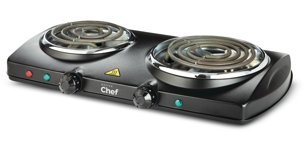 Double Burner Hot Plate, Black, 1500W