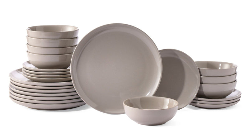 Essential Coupe Stoneware Dinnerware Set, Serves 8, 24-pc, Light Grey E1854