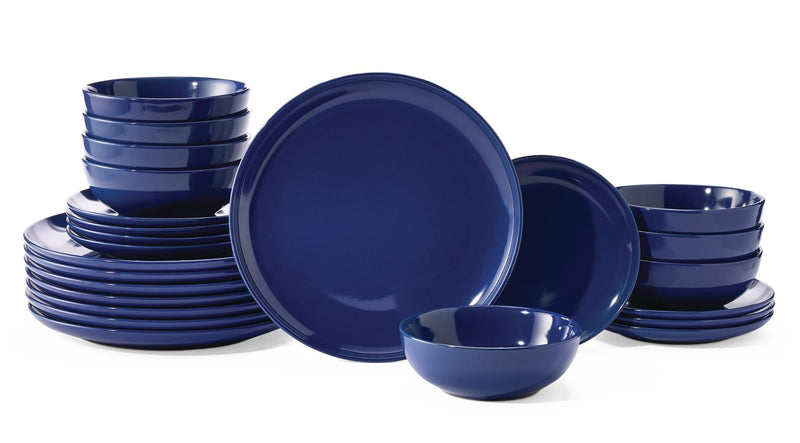 Essential Coupe Stoneware Dinnerware Set, Serves 8, 24-pc, Sodalite Blue T2617