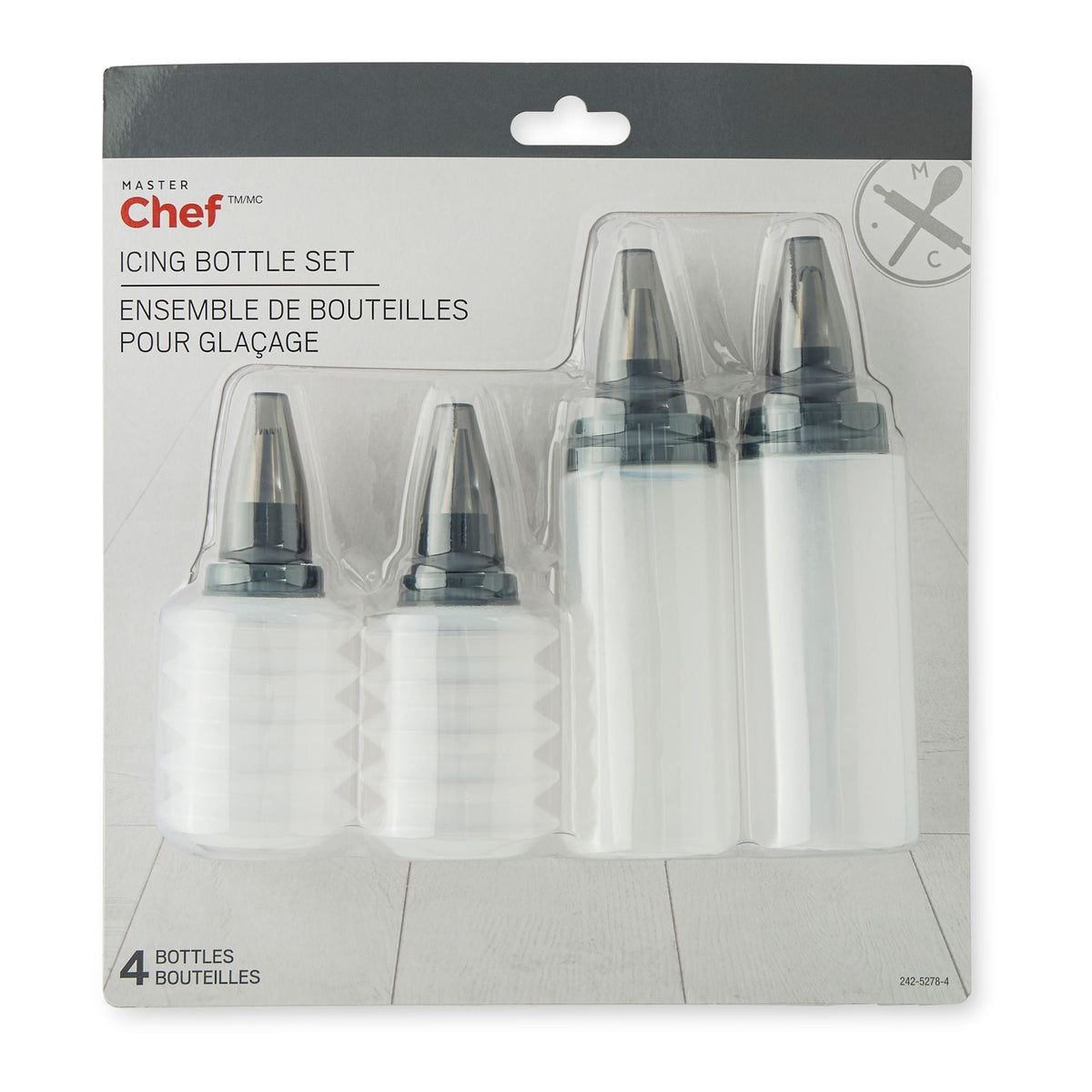 Icing Bottle Set with 4 Different Tips, 4-pc