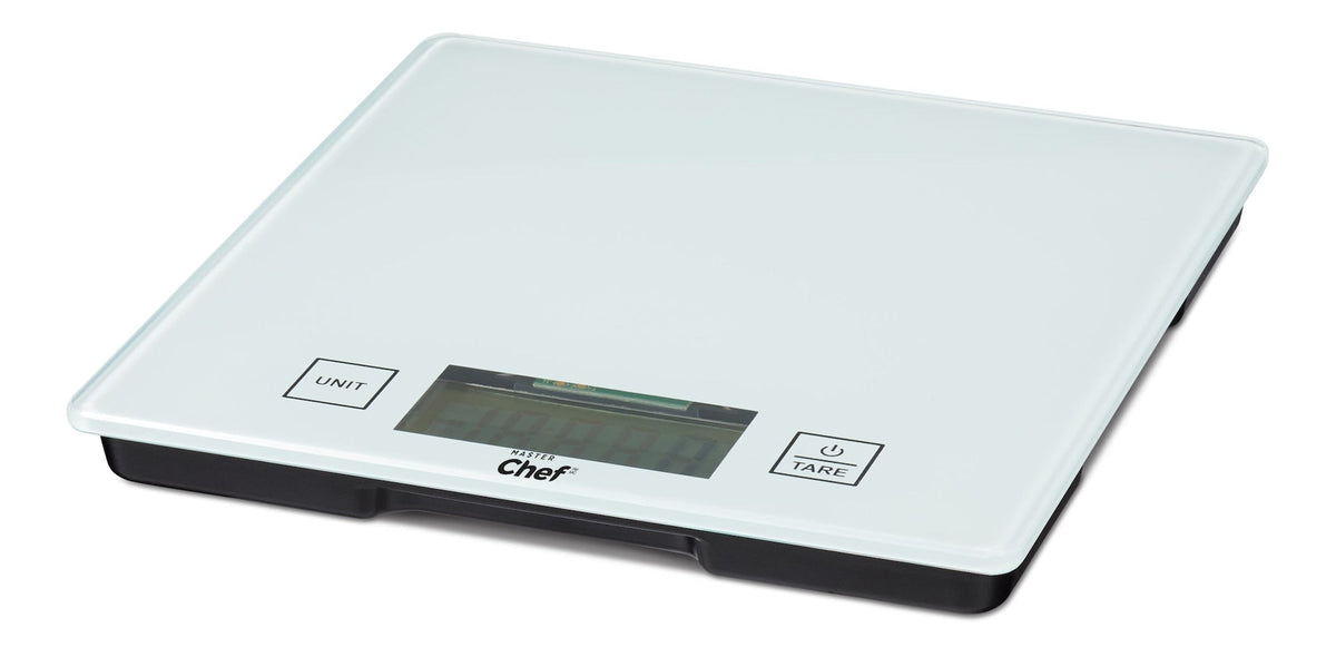 Square Glass Kitchen Scale, White, 5-kg