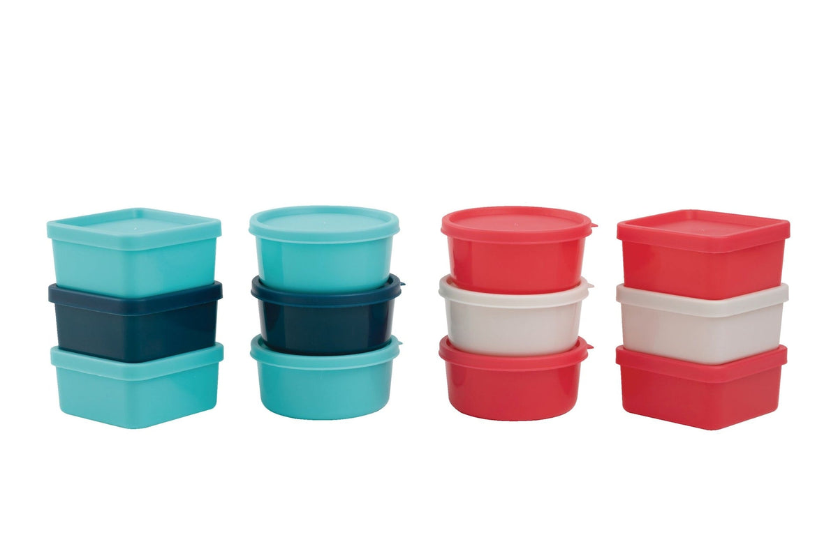 Stackable Mini Plastic Food Storage Container Set, 12 Count