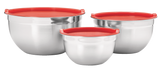 Stainless Steel Mixing Bowls with Plastic Lids, 3-pk
