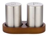 Stainless Steel Salt & Pepper Shaker Set with Tray