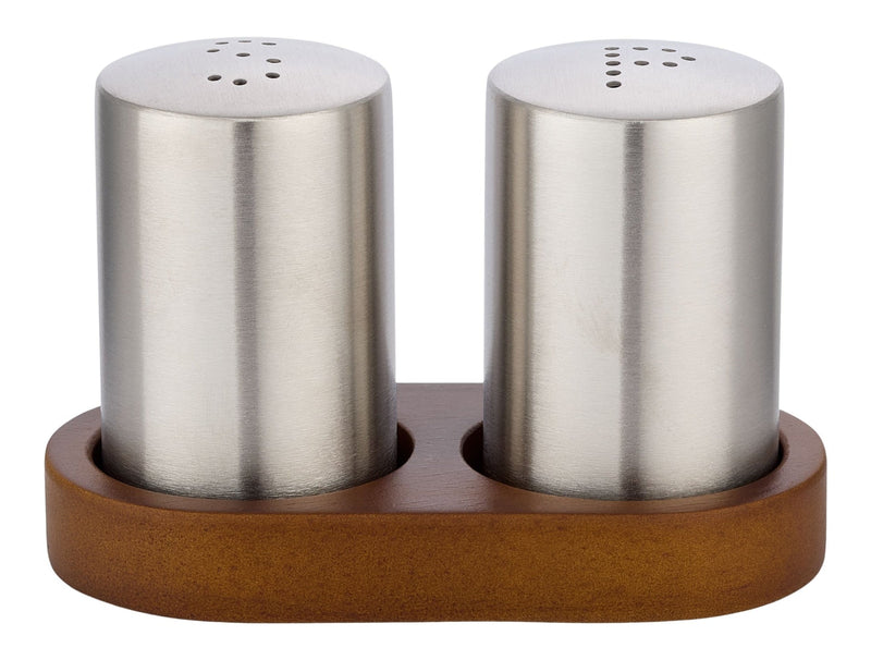 Stainless Steel Salt & Pepper Shaker Set with Tray M8792