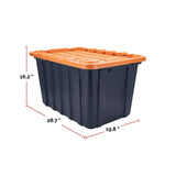 102-L Heavy-Duty Orange/Black Storage Tote