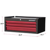 3-Drawer Intermediate Tool Chest, Black & Red, 26-in
