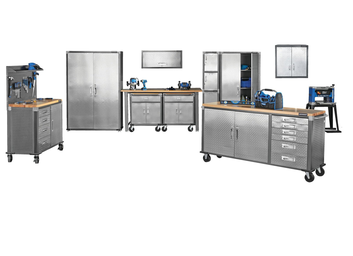 72" Diamond Series 2-Door, 6-Drawer Wooden Top Work Station with Wheels, 72 x 21-5/8 x 37-1/2-in