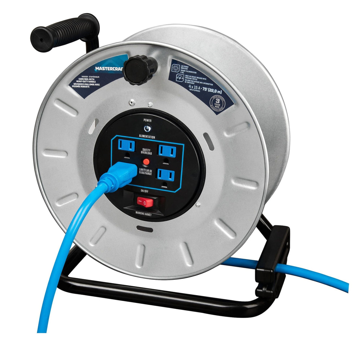 75-ft 15A Retractable Extension Cord Reel