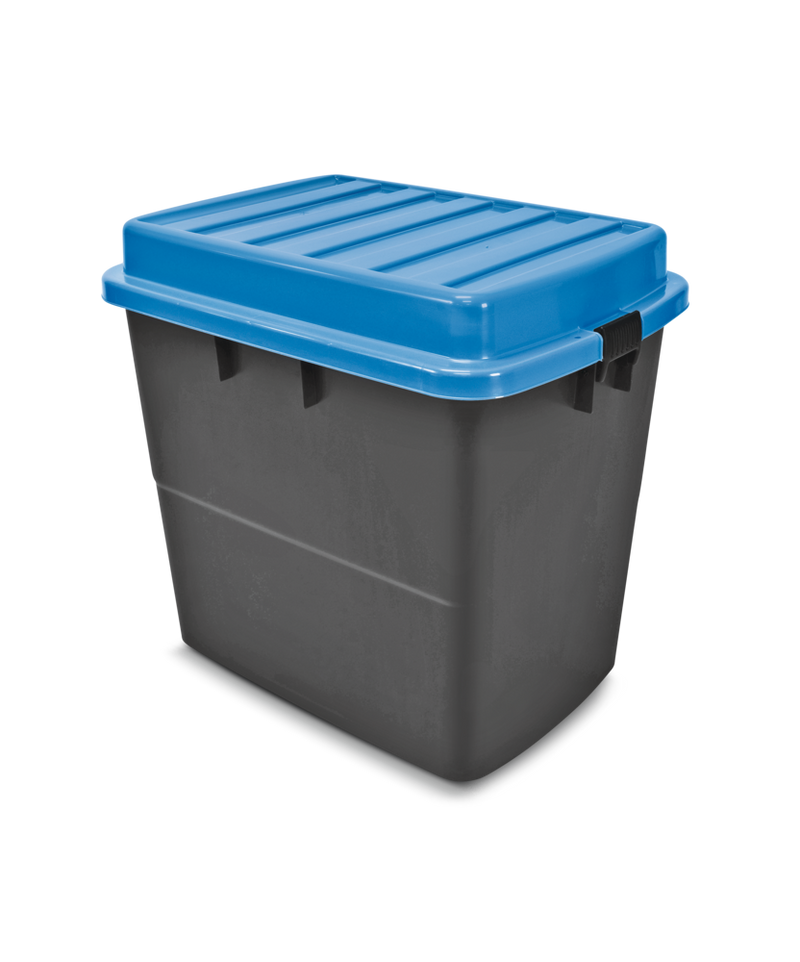 Heavy Duty Storage Box with Wheels and Latched Lid, 210-L, Black/Blue S2105