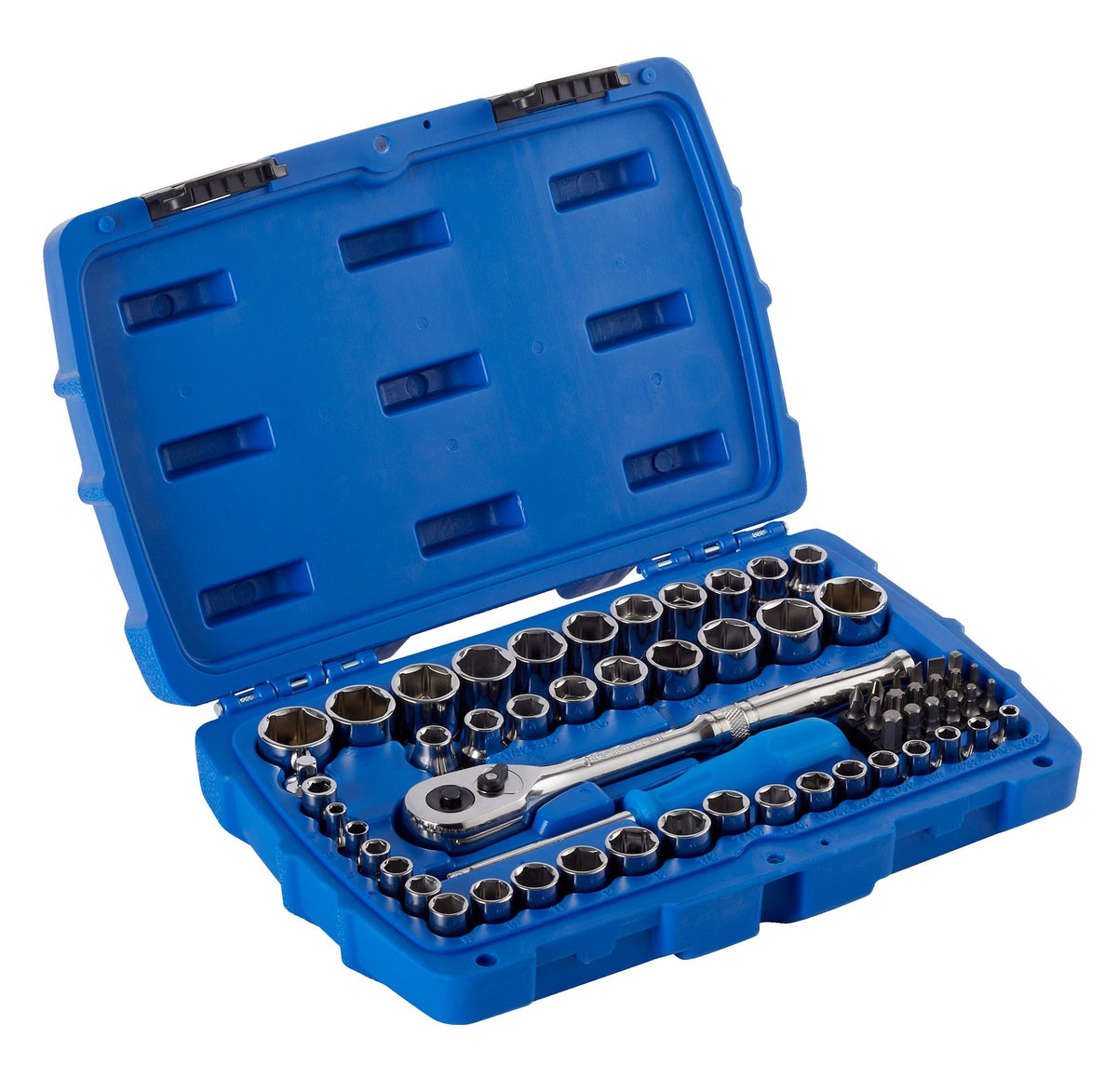 Mechanic's Tool Set with Case, Nickel-Plated, SAE/Metric, 62-pc