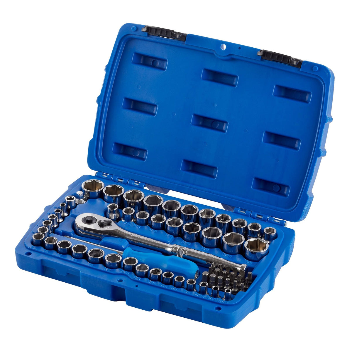 Mechanic's Tool Set with Case, Nickel-Plated, SAE/Metric, 62-pc
