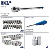 Mechanic's Tool Set with Case, Nickel-Plated, SAE/Metric, 62-pc