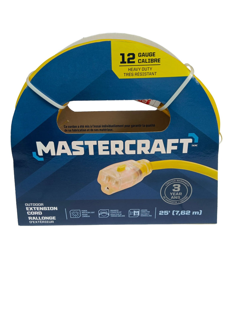 Outdoor Extension Cord with Grounded Outlet and Lighted End, Yellow J6435