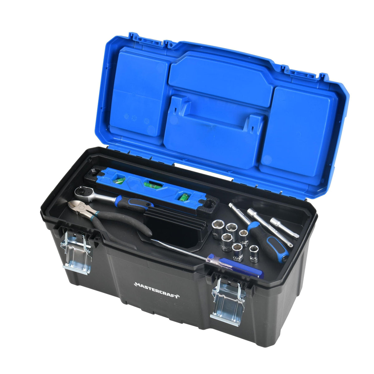 Portable Plastic Tool Box with Removable Tray & Tray Top, Blue, 19-in, Jumbo Hex Key Set/Allen Wrench Set, Metric, High...