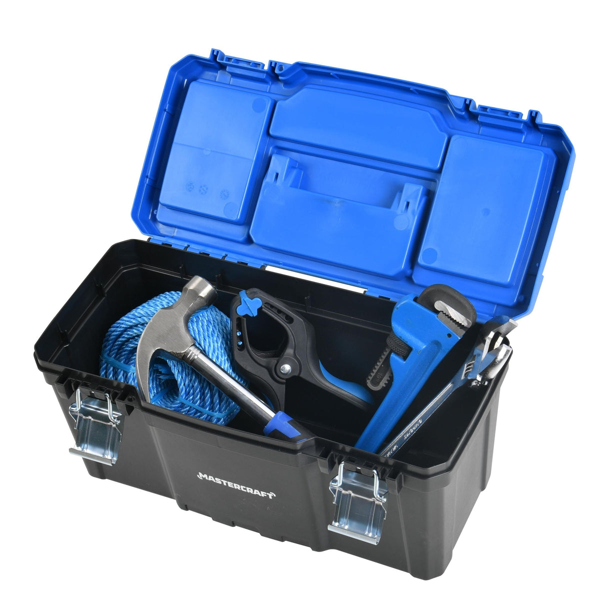 Portable Plastic Tool Box with Removable Tray & Tray Top, Blue, 19-in, Jumbo Hex Key Set/Allen Wrench Set, Metric, High...