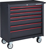Rolling Tool Storage Cabinet with 7 Drawers, Black, 36-in