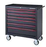 Rolling Tool Storage Cabinet with 7 Drawers, Black, 36-in