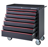 Rolling Tool Storage Cabinet with 7 Drawers, Black, 36-in