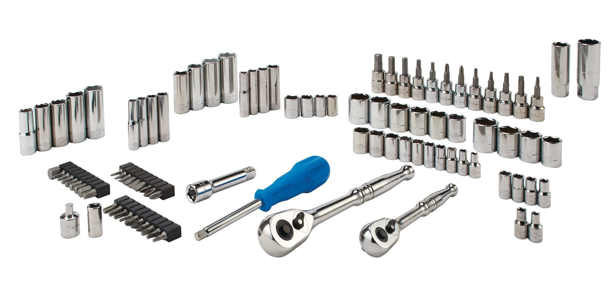 Socket Set, 95-pc, SAE / Metric, CRV, Nickel-Chrome Plating